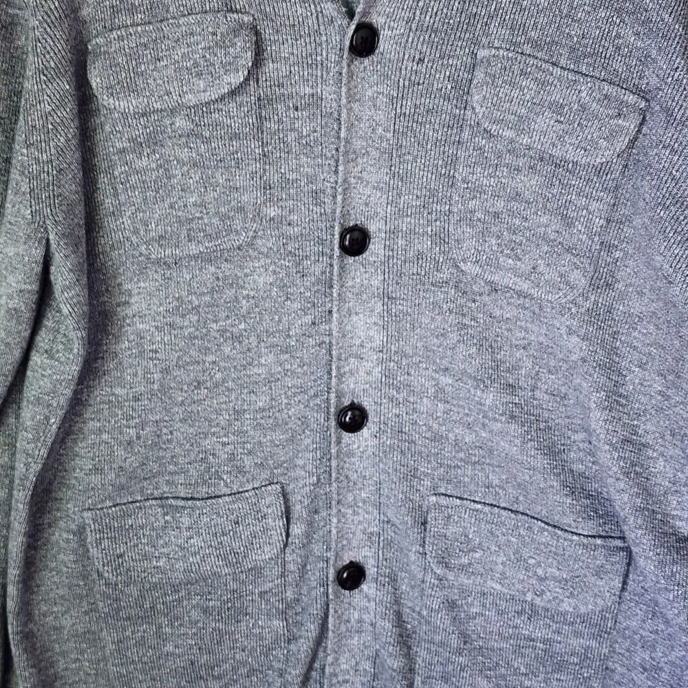 Peter Millar Crown Crafted XL Gray Linen Merino Wool Button Up Cardigan Sweater